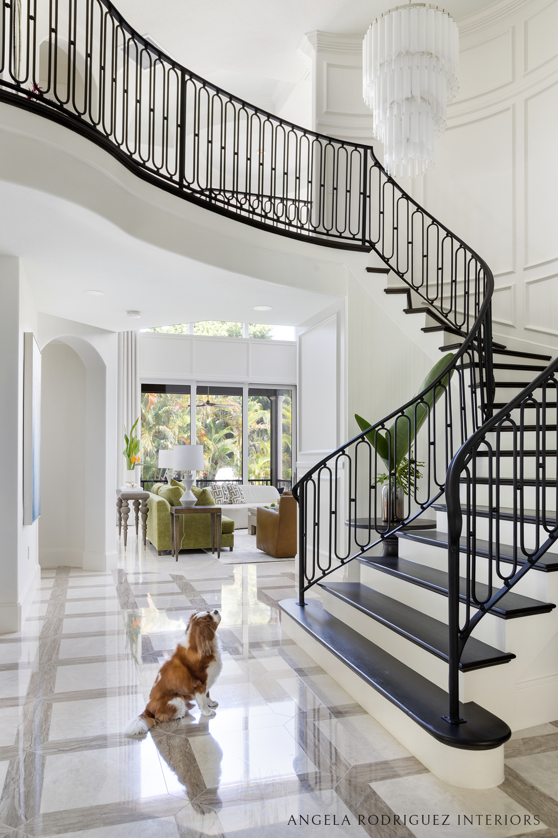 Grand foyer design by Angela Rodriguez Interiors
