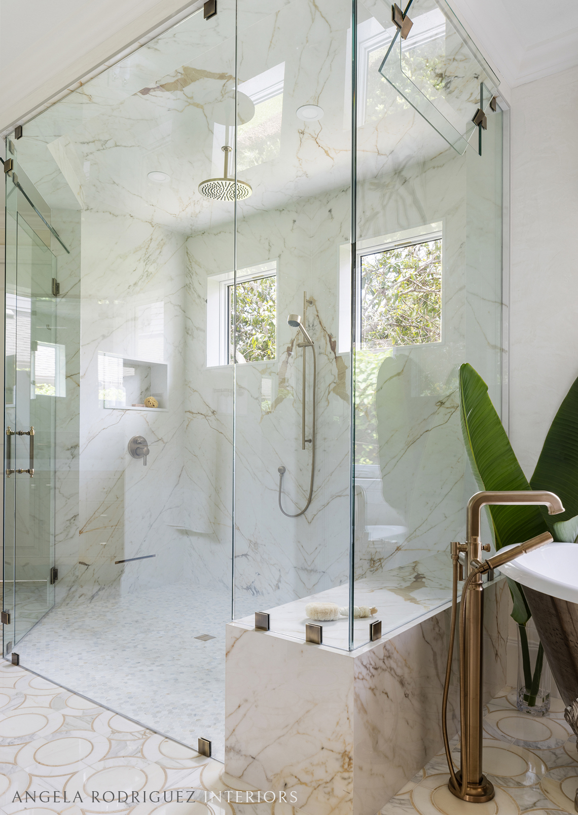 Large marble shower