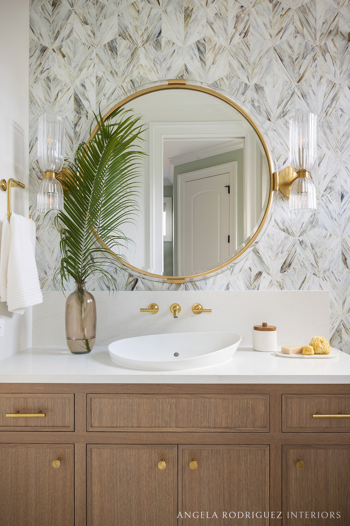 Custom sink vanity and tile wall