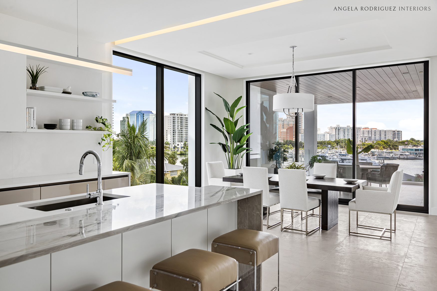 Modern kitchen and dining room