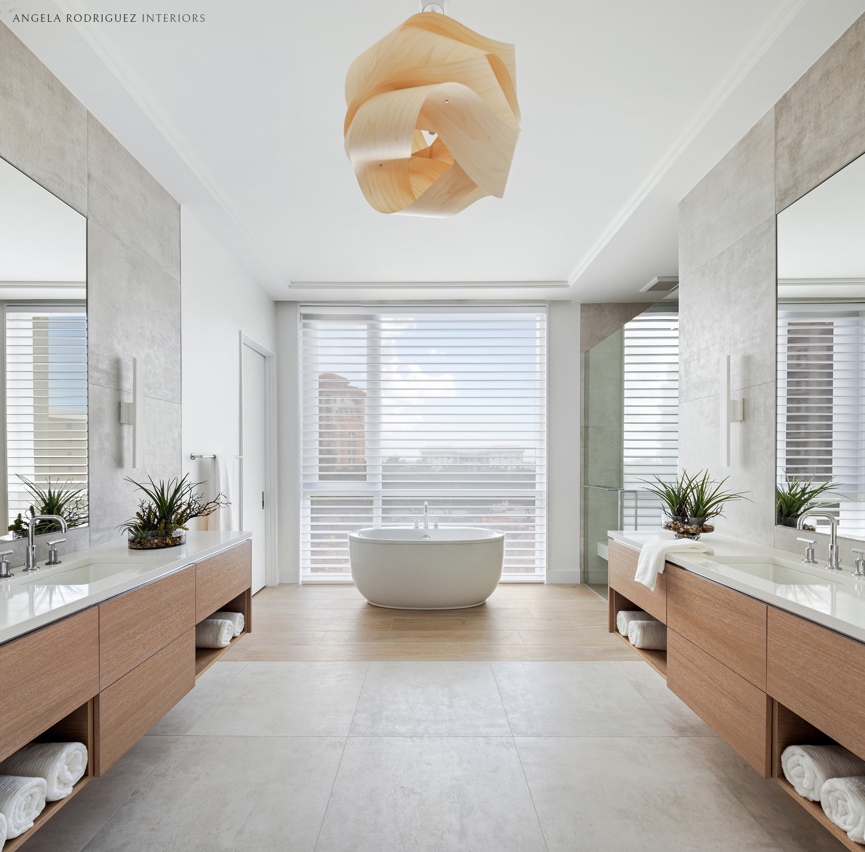 Modern bathroom with double vanities