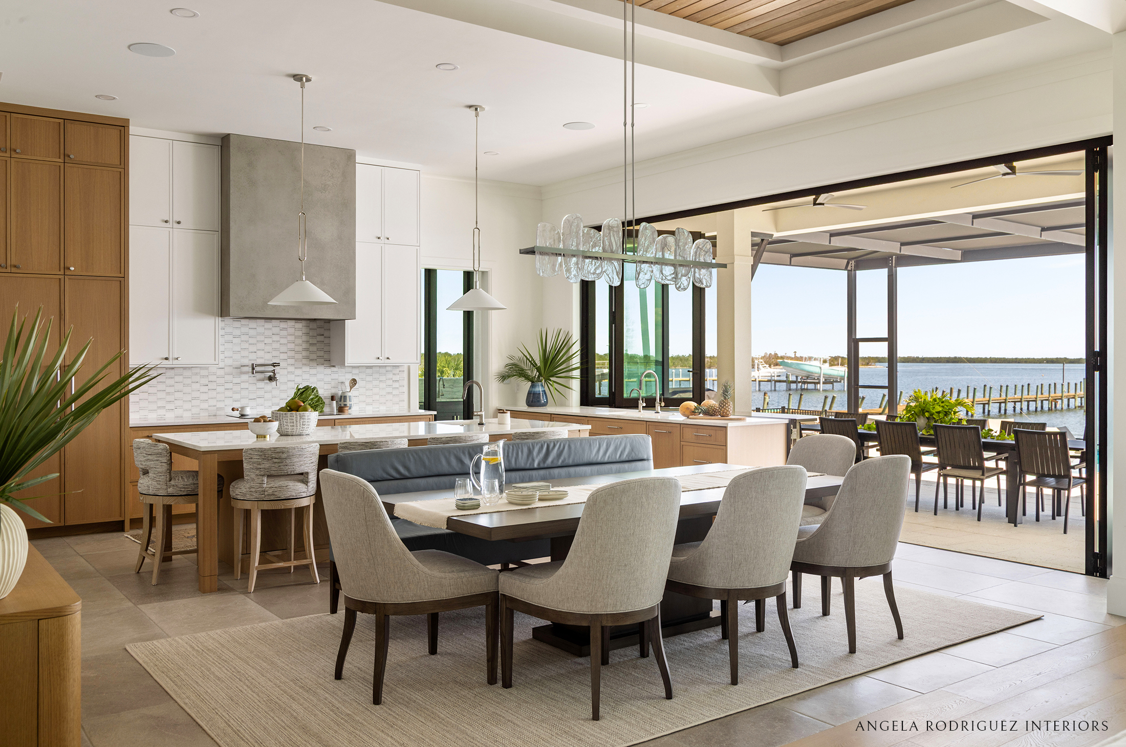 Dining room with water view