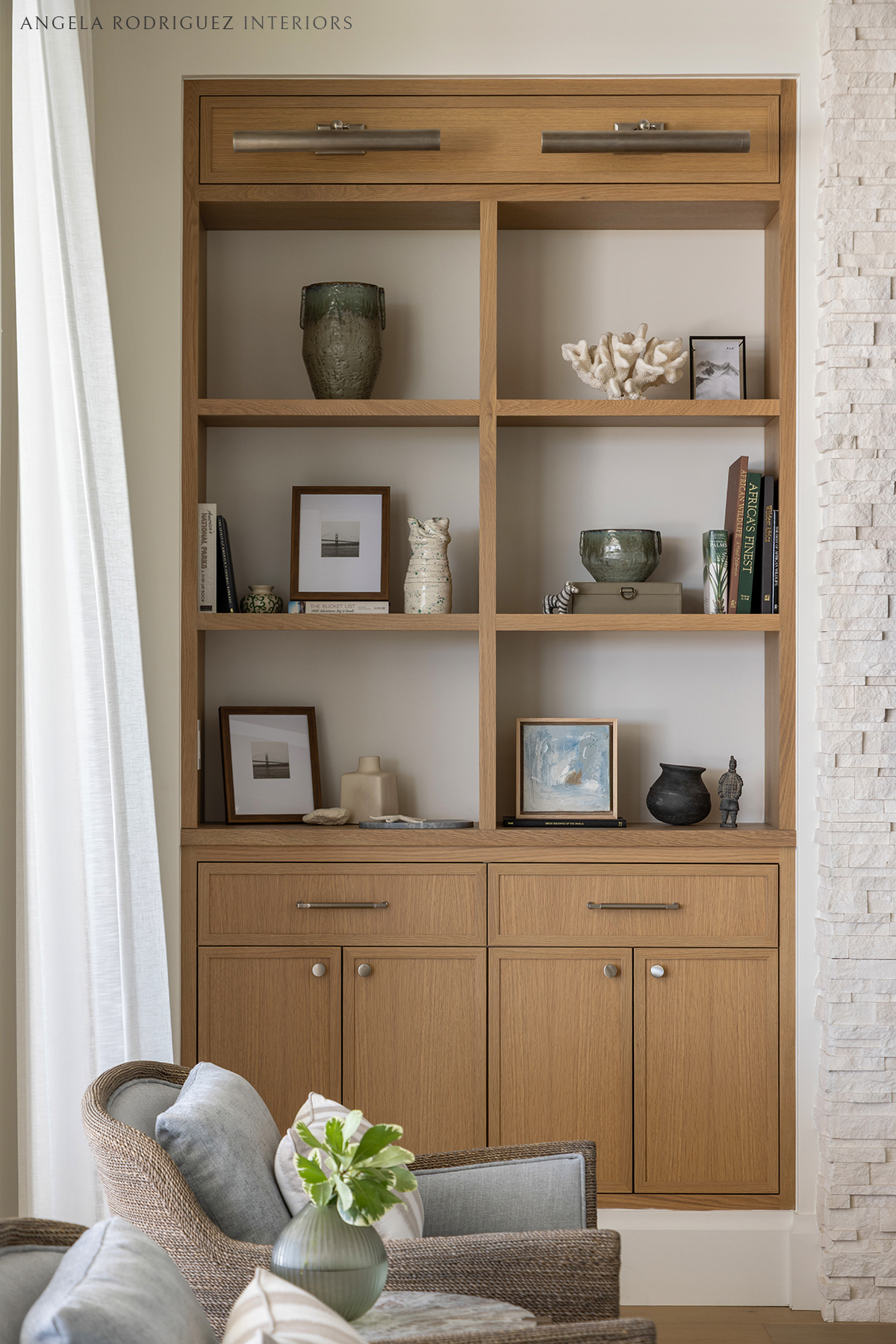 Built in oak bookcases