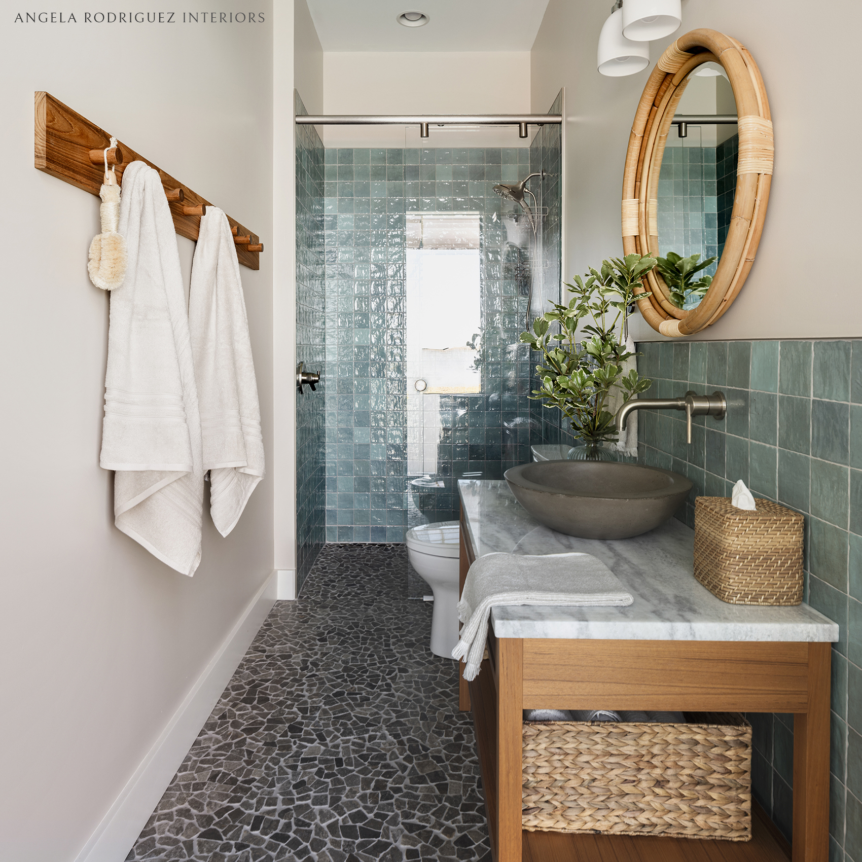 Pool bath with stone flooring